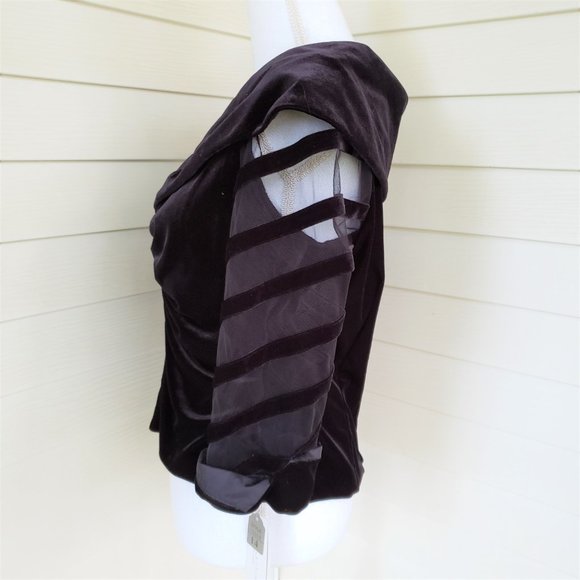 NWT black velvet rhinestone embellished elegant MILLA BELL top - Picture 6 of 8